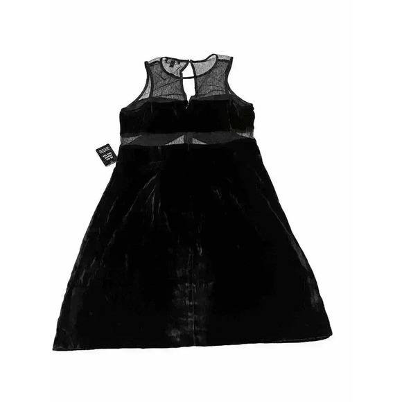 Express Black Velvet Dress Open Back Open Back Sheer Size 4 NWT - Picture 2 of 4